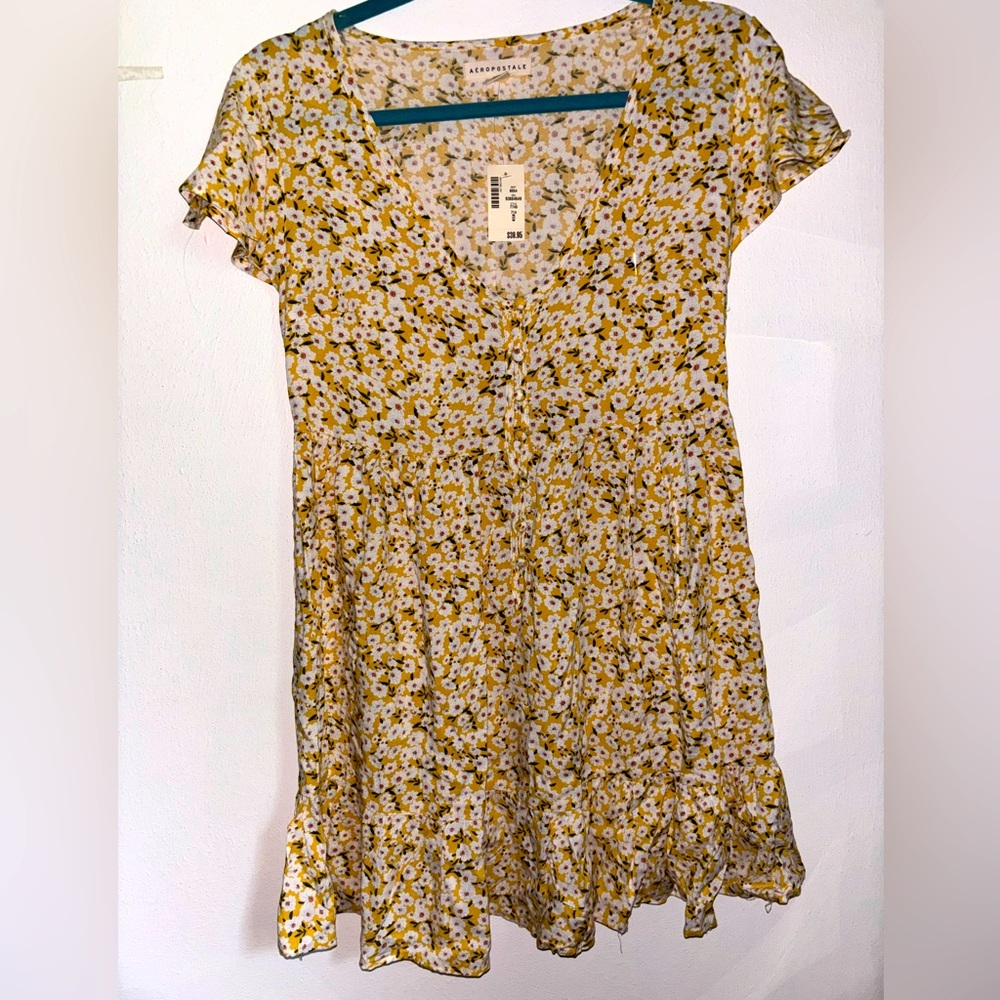 Aeropostale yellow floral summer midi dress